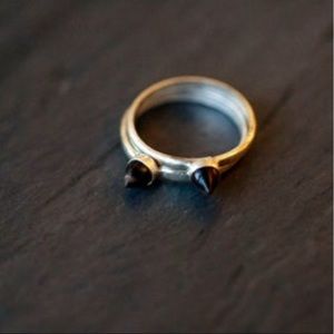 Sterling silver hammered metal bullet ring